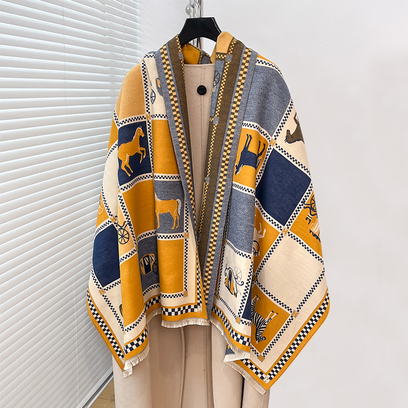 Woven Scarf Blanket - Poncho de luxe chaud en cachemire