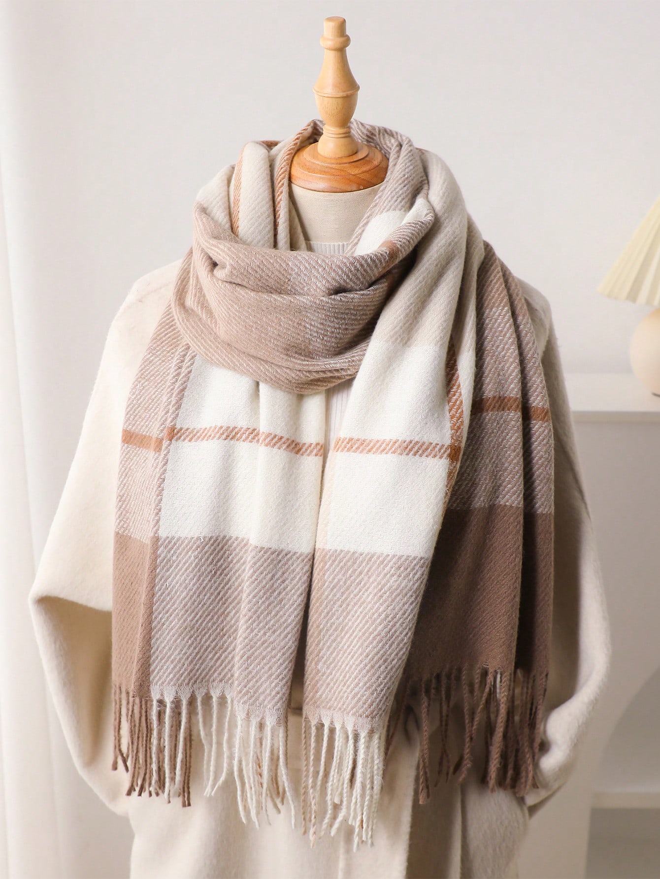 1 pièce, foulard à carreaux en - Infinity Scarf Knit avis et prix